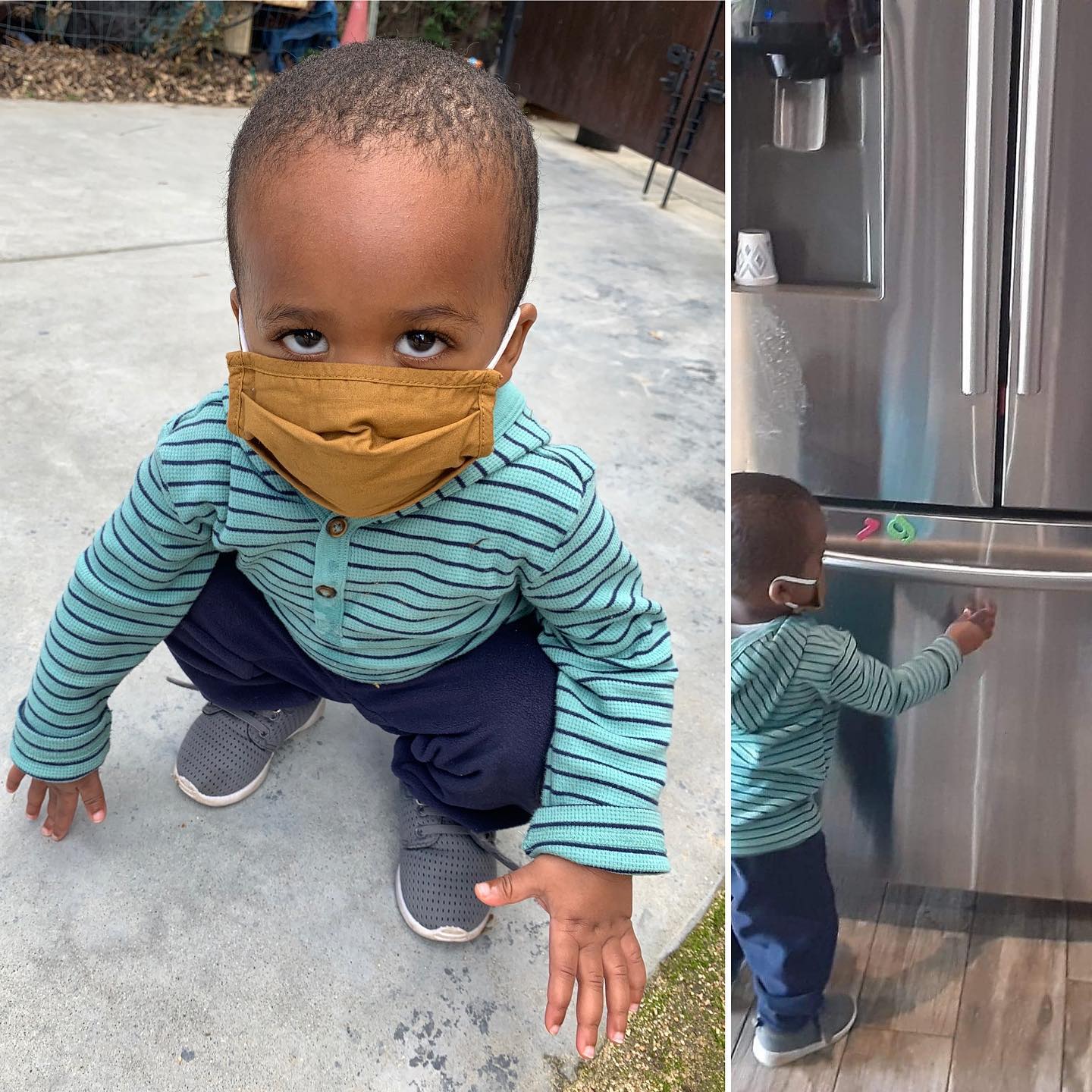 A curious toddler exploring outdoors and in the classroom